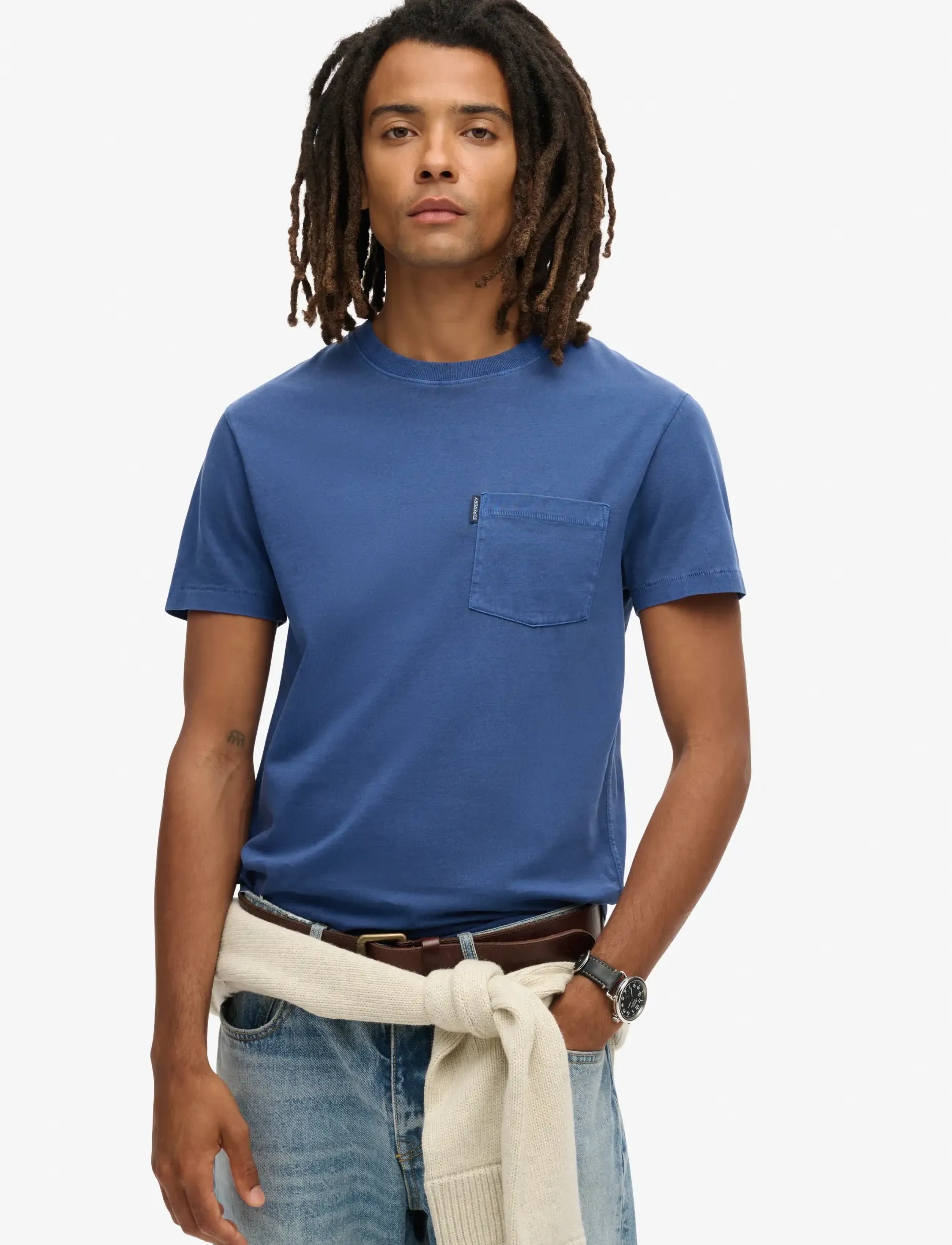 Superdry ESSENTIAL WASHED POCKET TEE - Kläder - WASHED SUPERMARINE NAVY / navy