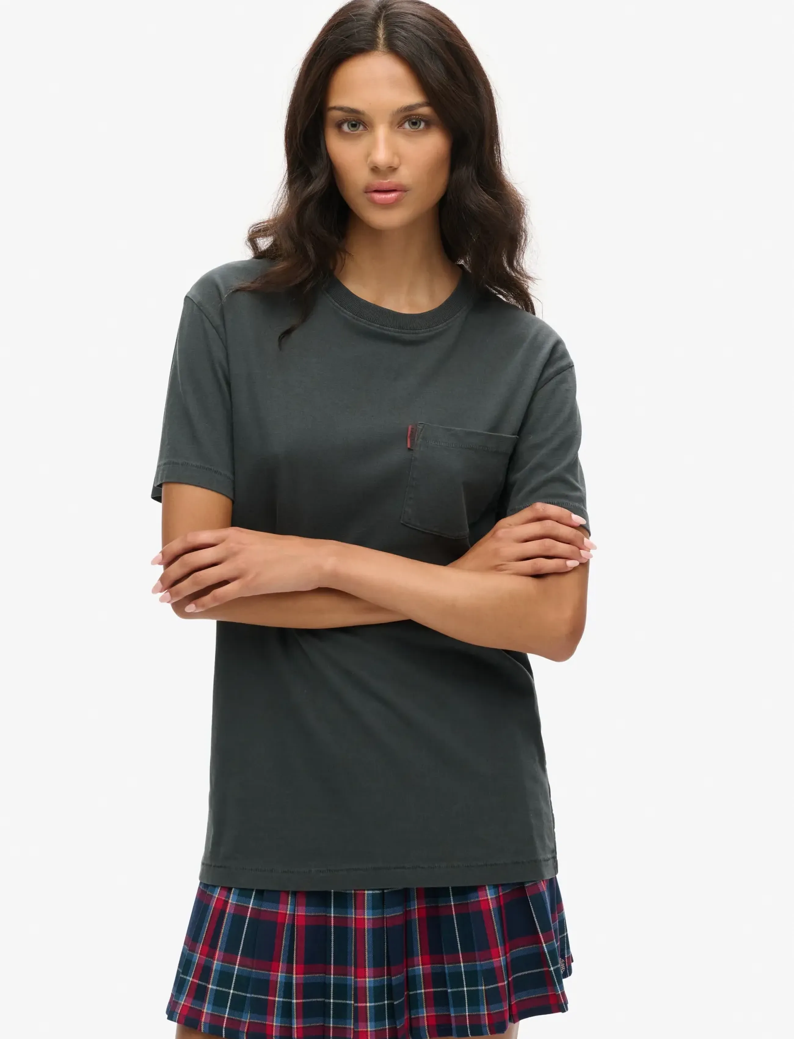 Superdry ESSENTIAL WASHED POCKET TEE - T-Shirts - WASHED BLACK / black