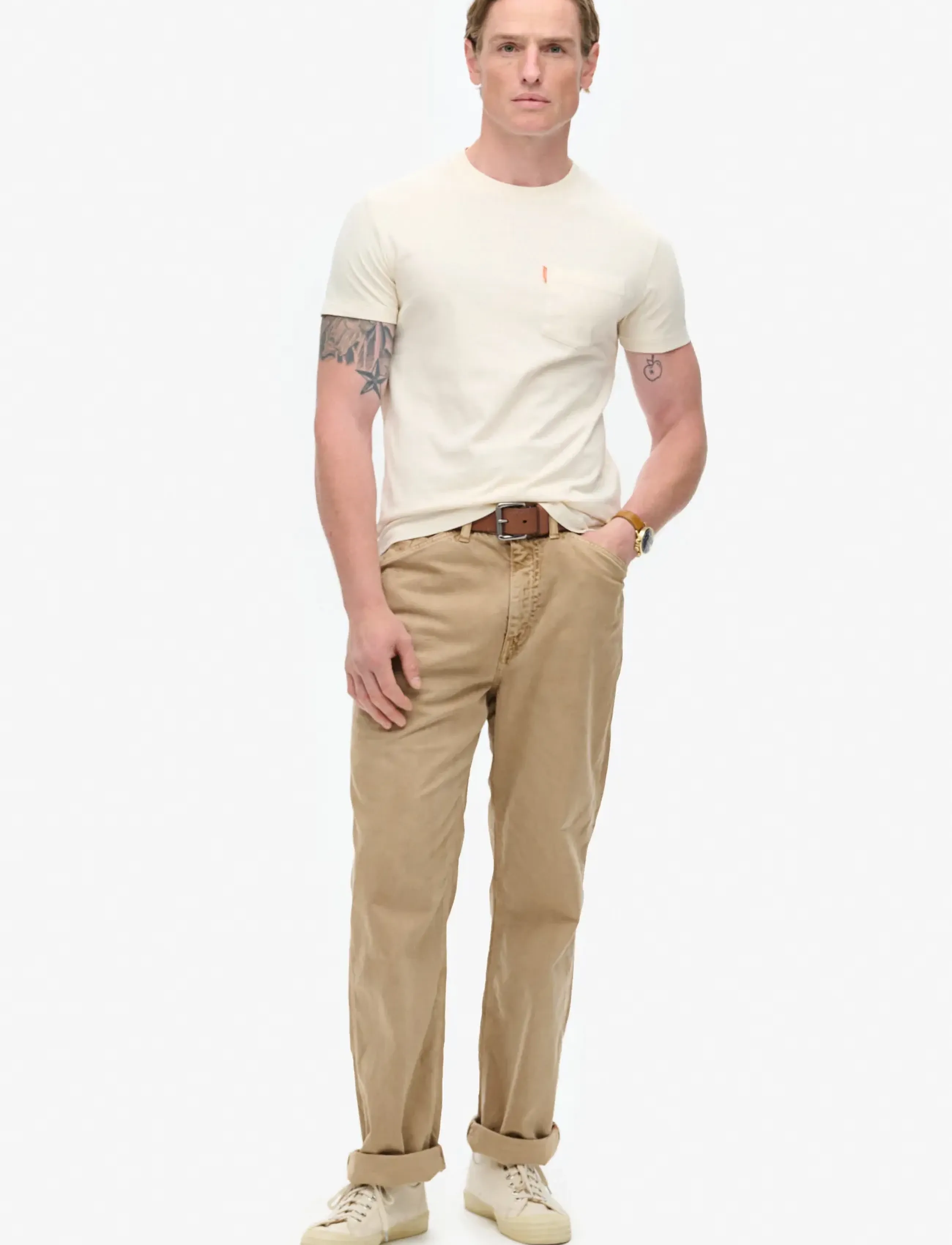 Superdry - ESSENTIAL WASHED POCKET TEE - kurzärmelige t-shirts - washed chalk - 3