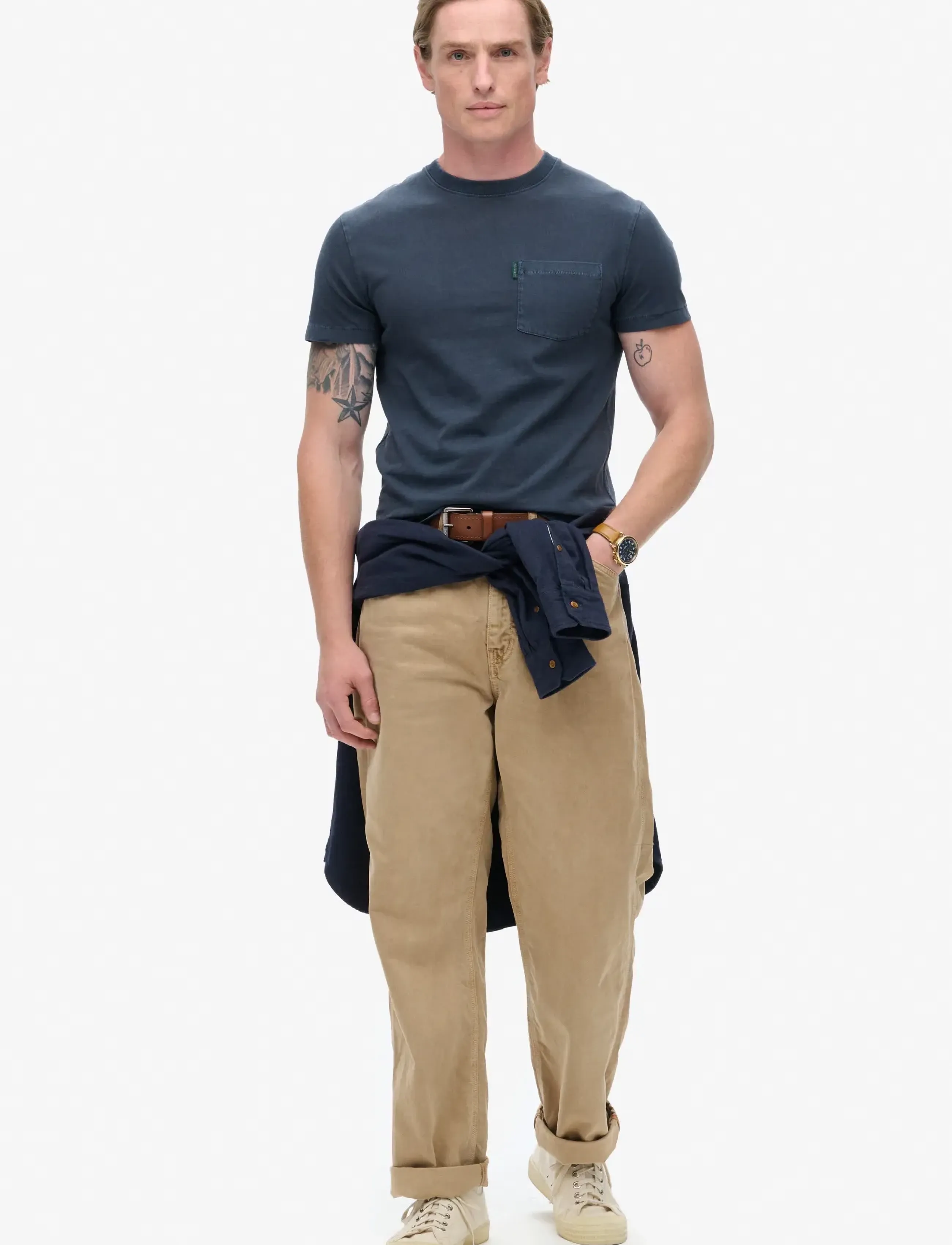Superdry - ESSENTIAL WASHED POCKET TEE - höstkläder - washed eclipse navy - 3