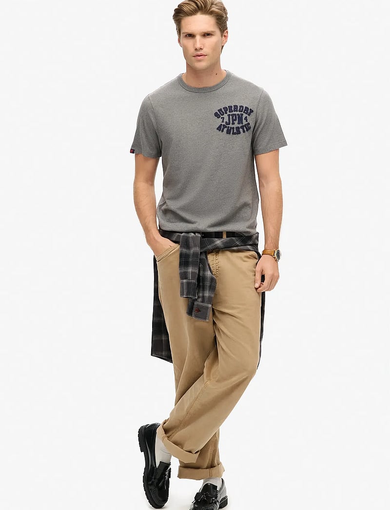 Superdry - VINTAGE ATHLETIC CHEST S/S TEE - short-sleeved t-shirts - mid grey marl - 2