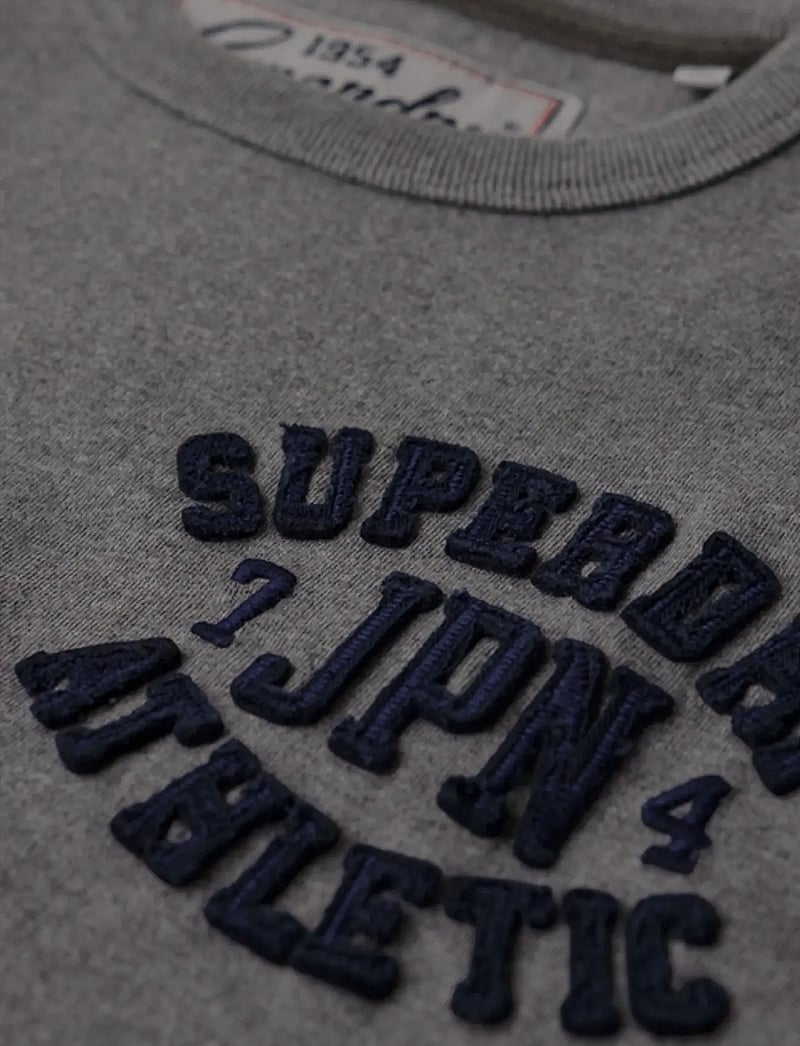 Superdry - VINTAGE ATHLETIC CHEST S/S TEE - kortärmade t-shirts - mid grey marl - 5