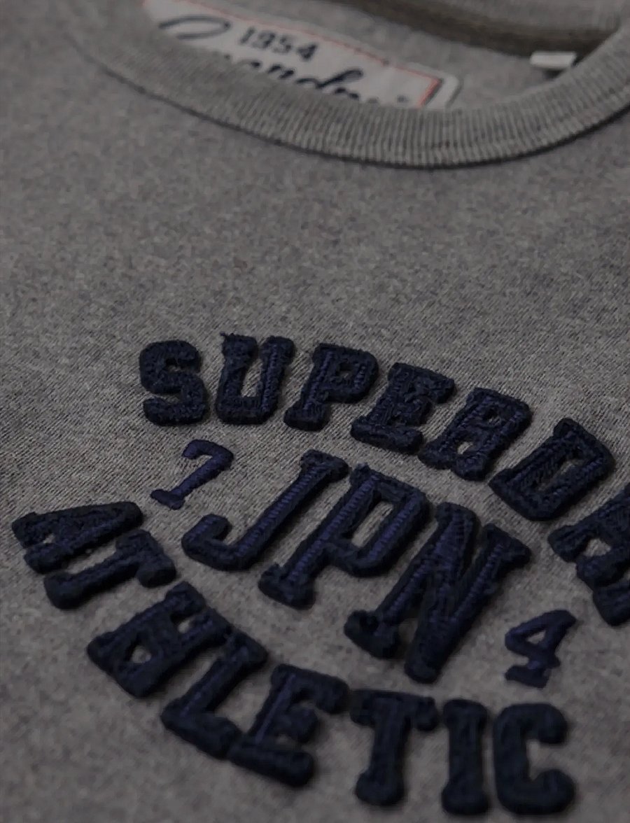 Superdry - VINTAGE ATHLETIC CHEST S/S TEE - short-sleeved t-shirts - mid grey marl - 5