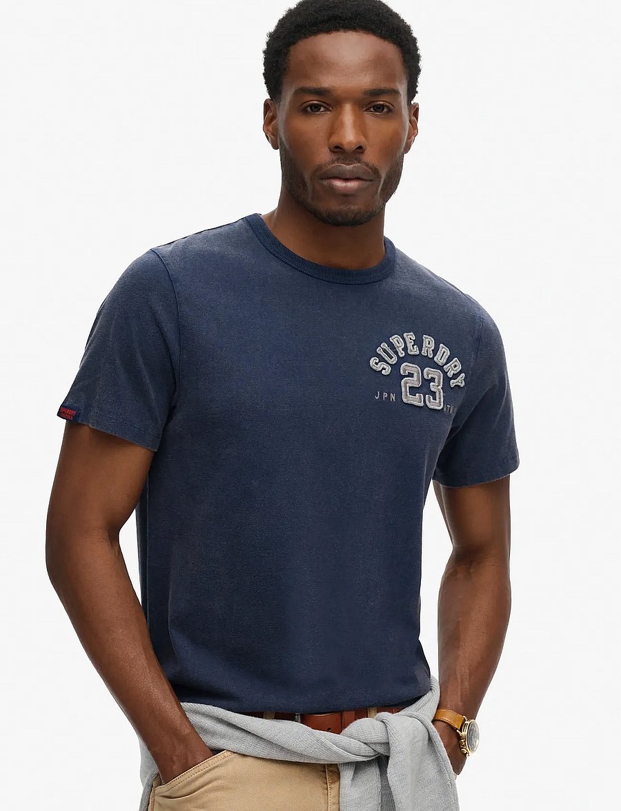 Superdry - VINTAGE ATHLETIC CHEST S/S TEE - kurzärmelige t-shirts - rich navy - 0