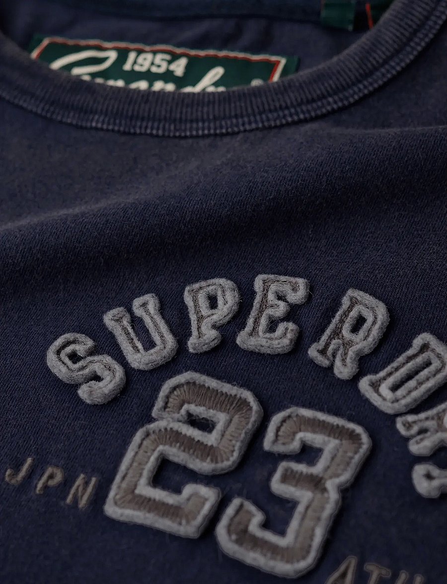 Superdry - VINTAGE ATHLETIC CHEST S/S TEE - kurzärmelige t-shirts - rich navy - 4