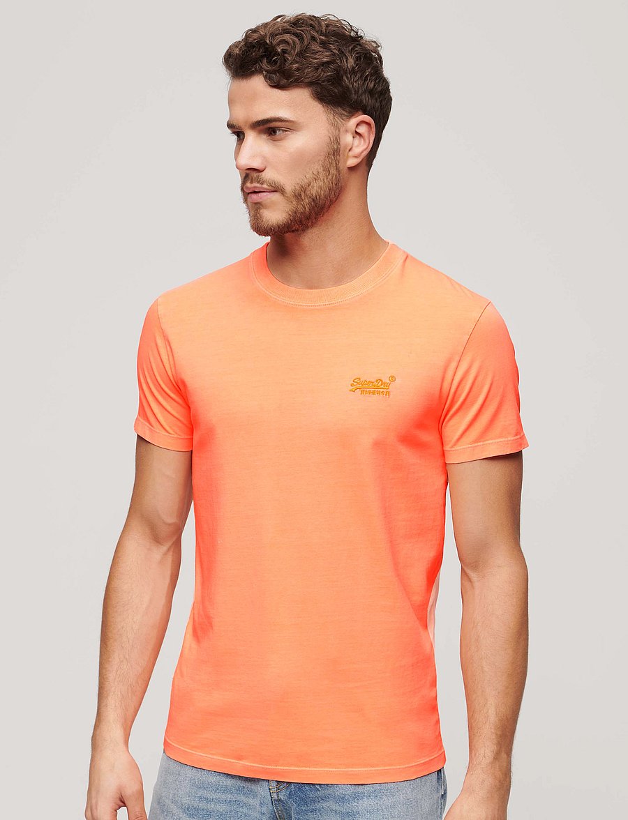 Superdry - ESSENTIAL LOGO EMB NEON TEE - kortärmade t-shirts - dry fluro orange - 0