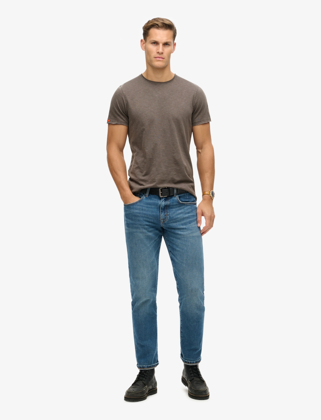 Superdry - RAW EDGE SLUB T SHIRT - dark grey - 4
