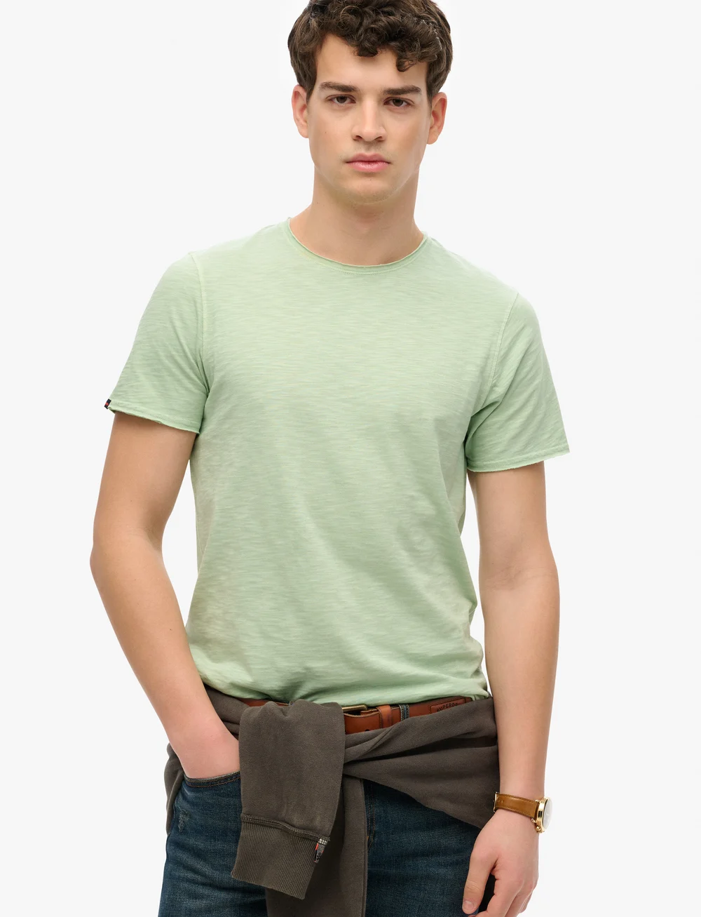 Superdry - RAW EDGE SLUB T SHIRT - kortærmede t-shirts - hemlock green - 0