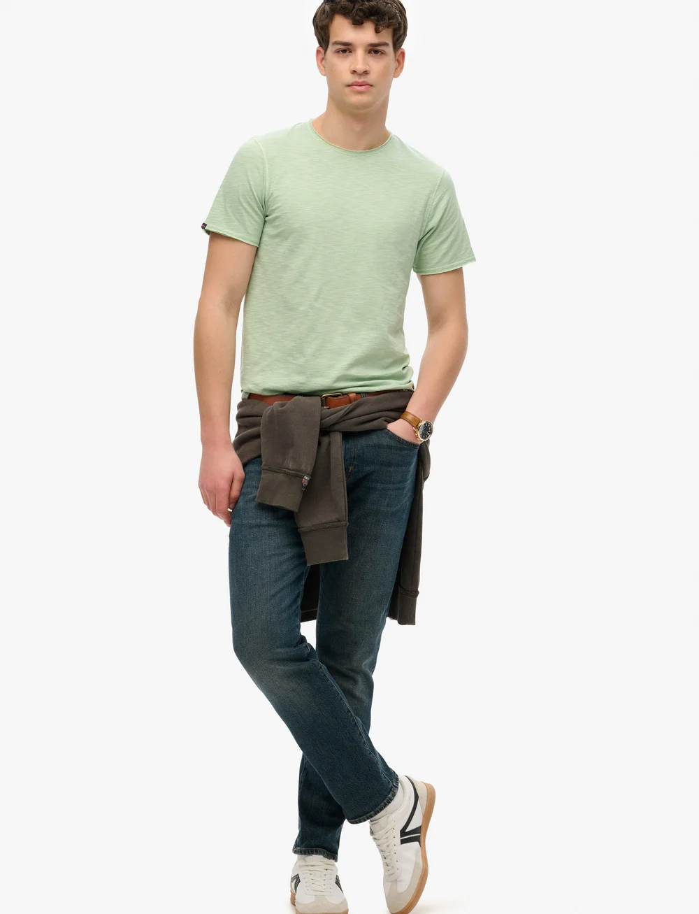 Superdry - RAW EDGE SLUB T SHIRT - kortærmede t-shirts - hemlock green - 2