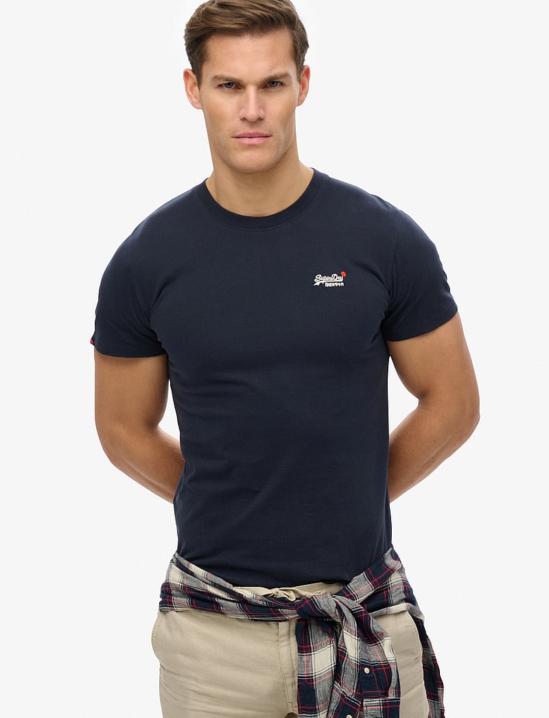 Superdry - ESSENTIAL CONTRAST EMB TEE - kortærmede t-shirts - eclipse navy - 0