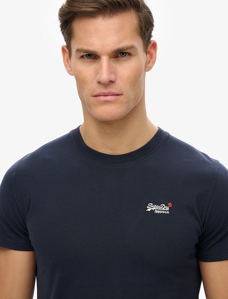 Superdry - ESSENTIAL CONTRAST EMB TEE - kortærmede t-shirts - eclipse navy - 4