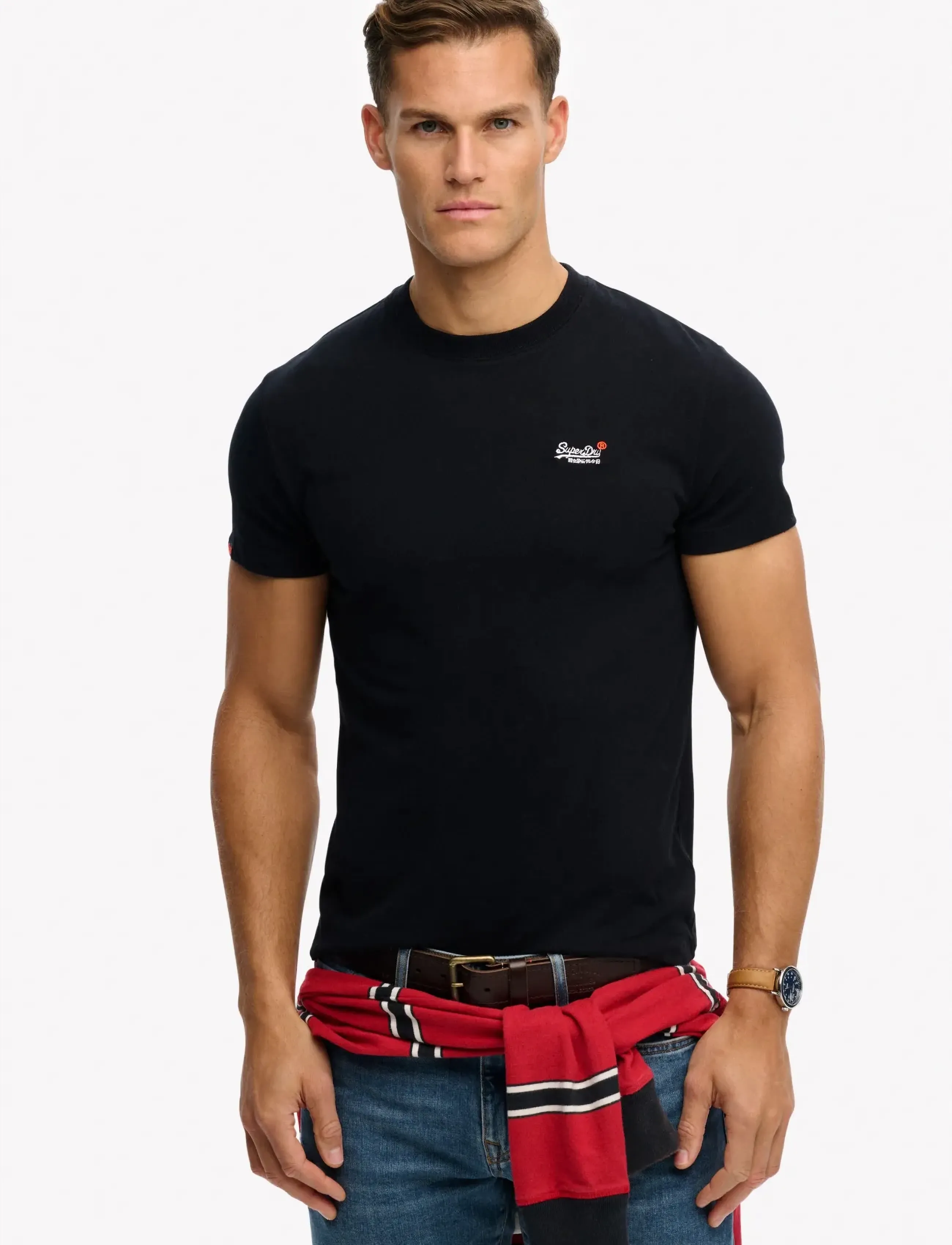 Superdry Essential Contrast Emb Tee, Mænd, Essentiel T-Shirt, Sort, Str: XXL