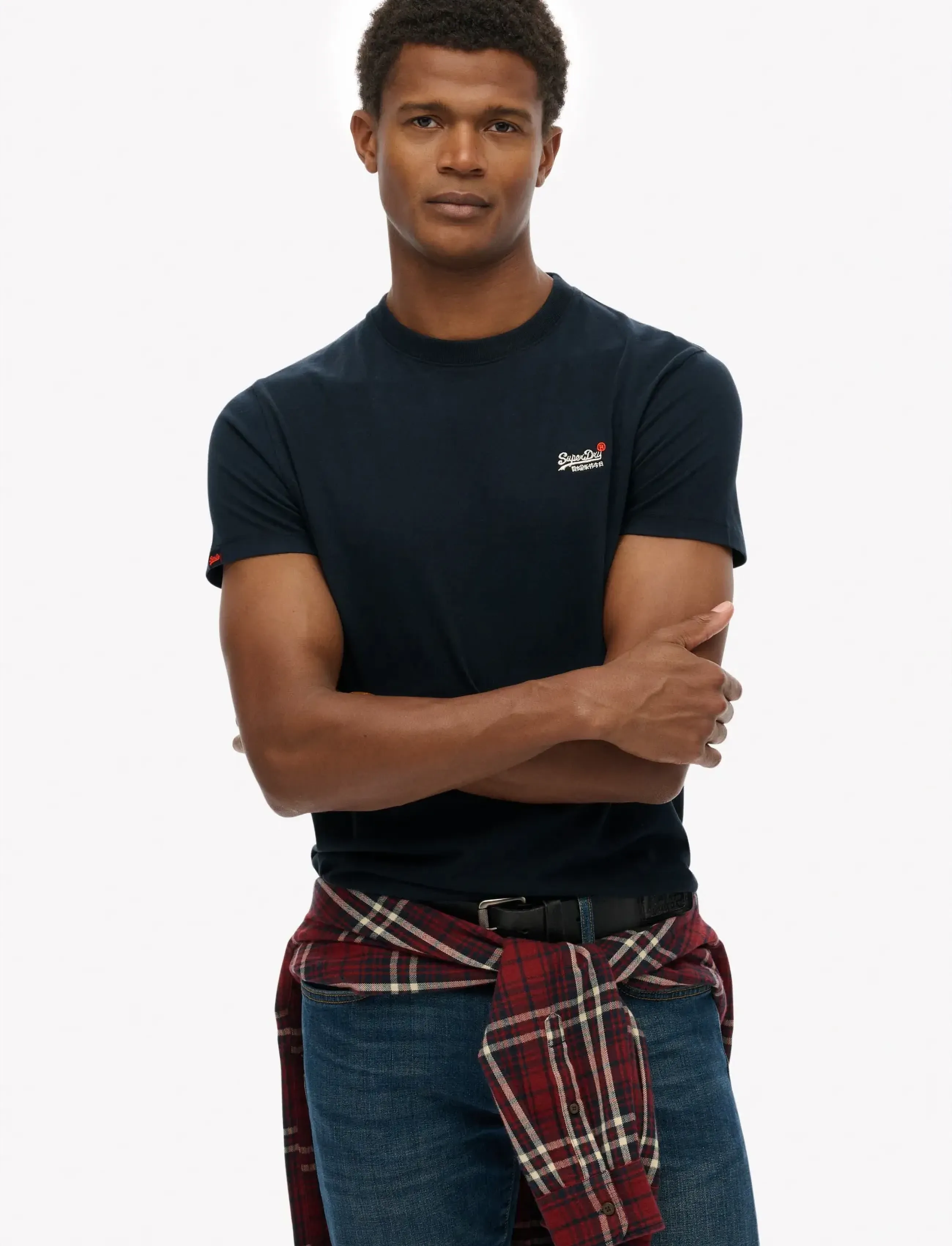 Superdry Essential Contrast Emb Tee, Mænd, Essentiel T-Shirt, Navy, Str: XXL