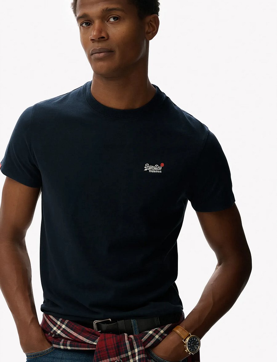 Superdry - ESSENTIAL CONTRAST EMB TEE - short-sleeved t-shirts - eclipse navy - 3