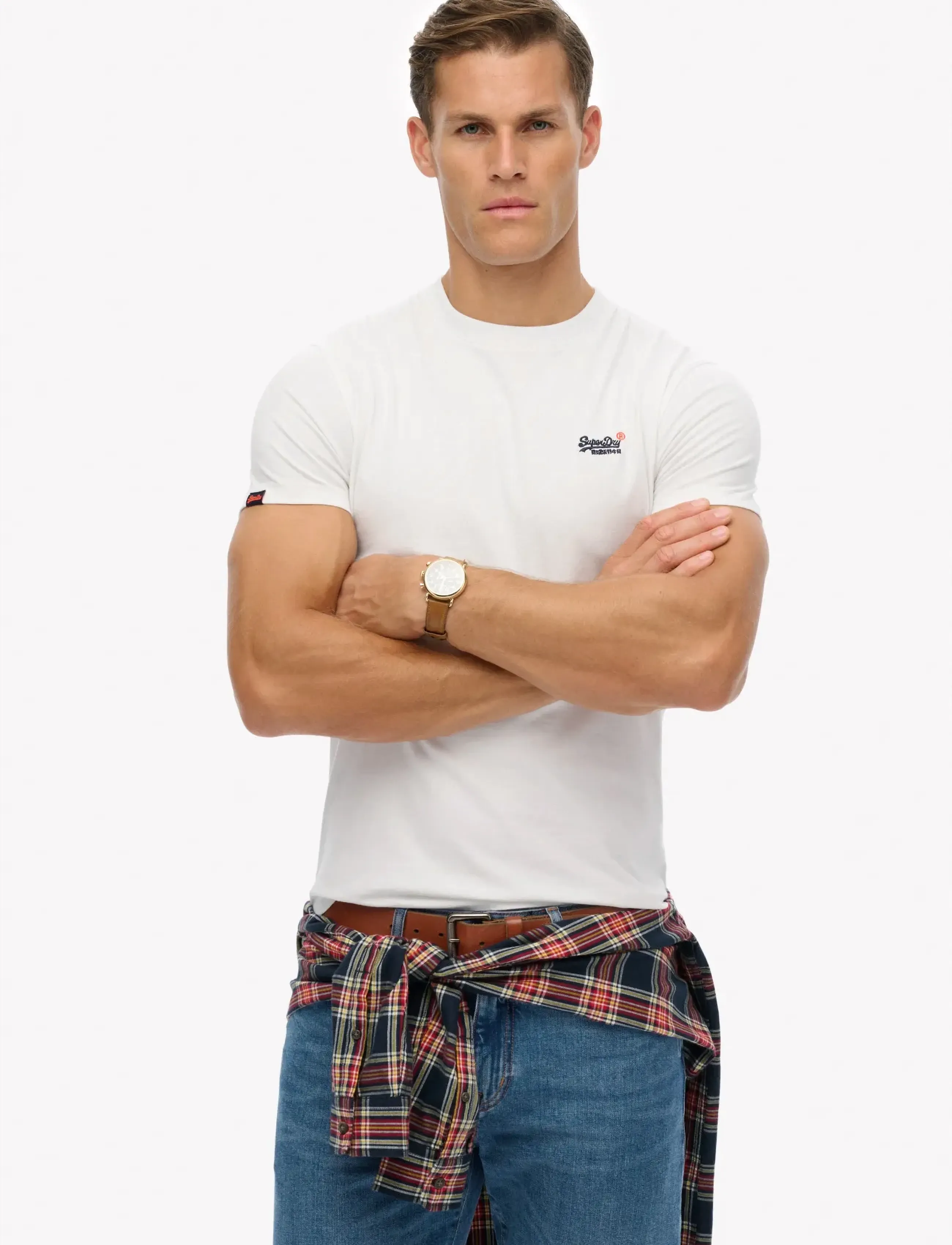 Superdry Essential Contrast Emb Tee, Mænd, Essentiel T-Shirt, Hvid, Str: XXXL