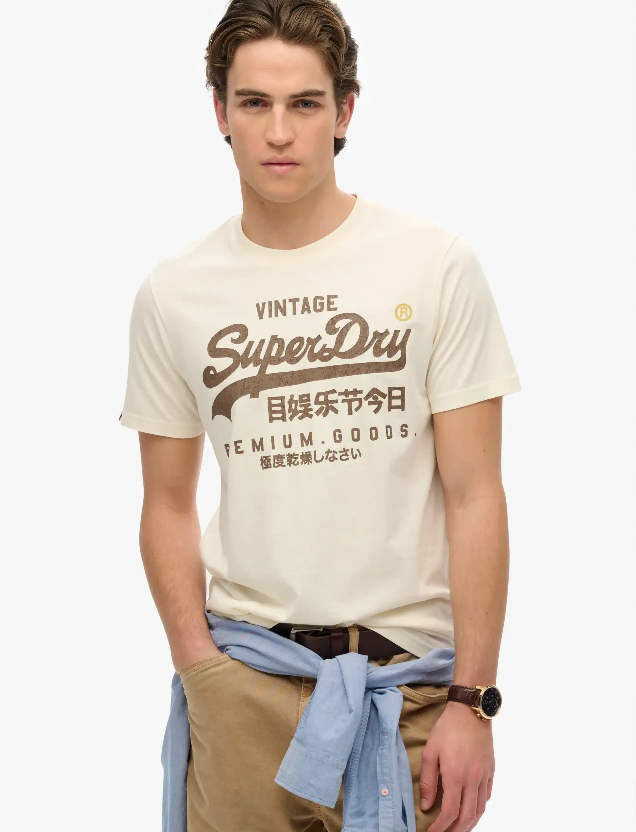 Superdry VL WORKWEAR RELAXED TEE - Angebote - RIFF WHITE / cream