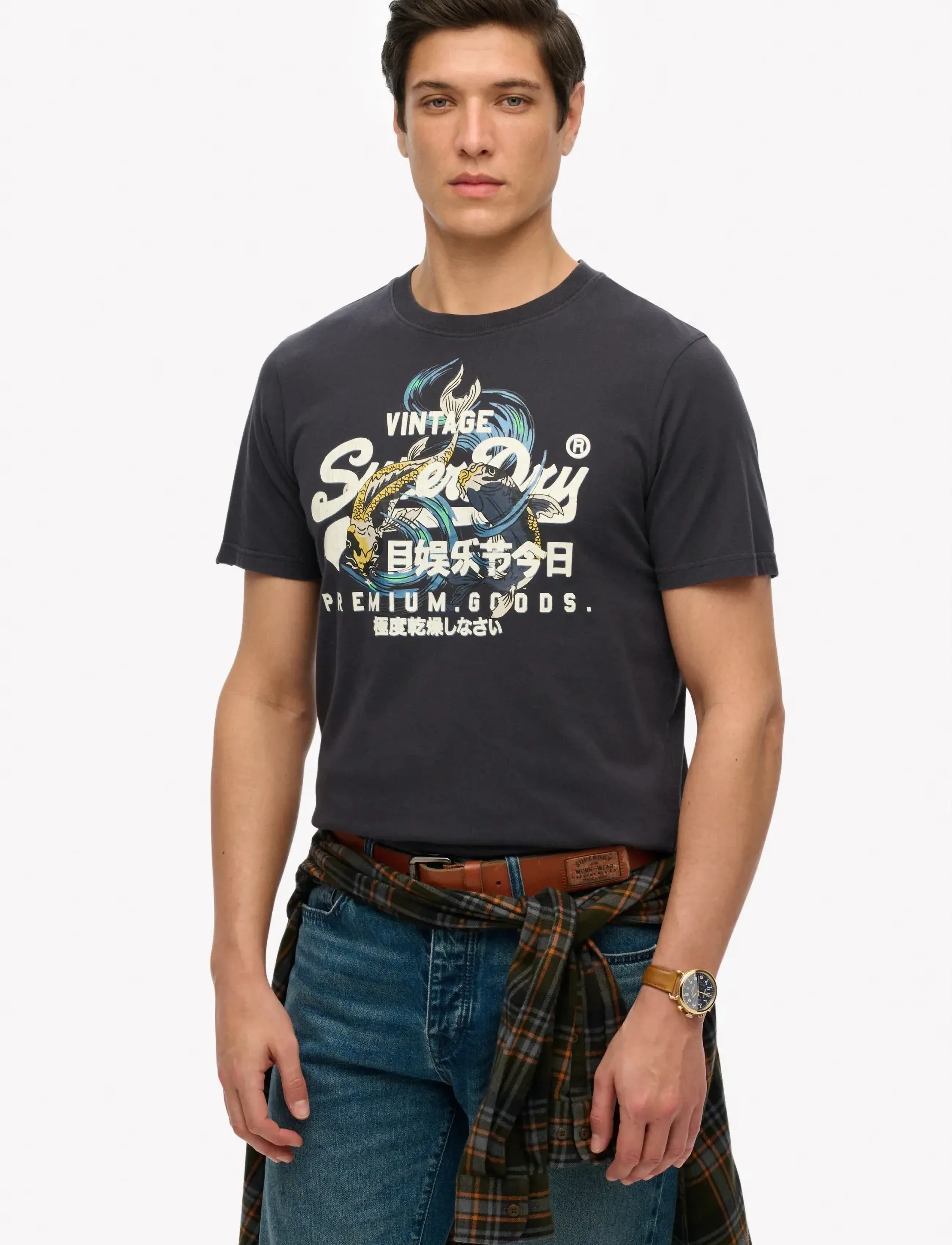 Superdry VL TOKYO RELAXED TEE - Vaatteet - DARK CHARCOAL / grey