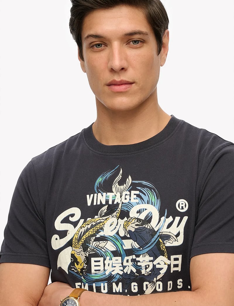 Superdry - VL TOKYO RELAXED TEE - short-sleeved t-shirts - dark charcoal - 2