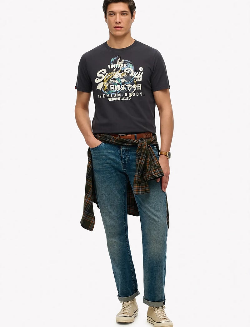 Superdry - VL TOKYO RELAXED TEE - short-sleeved t-shirts - dark charcoal - 3