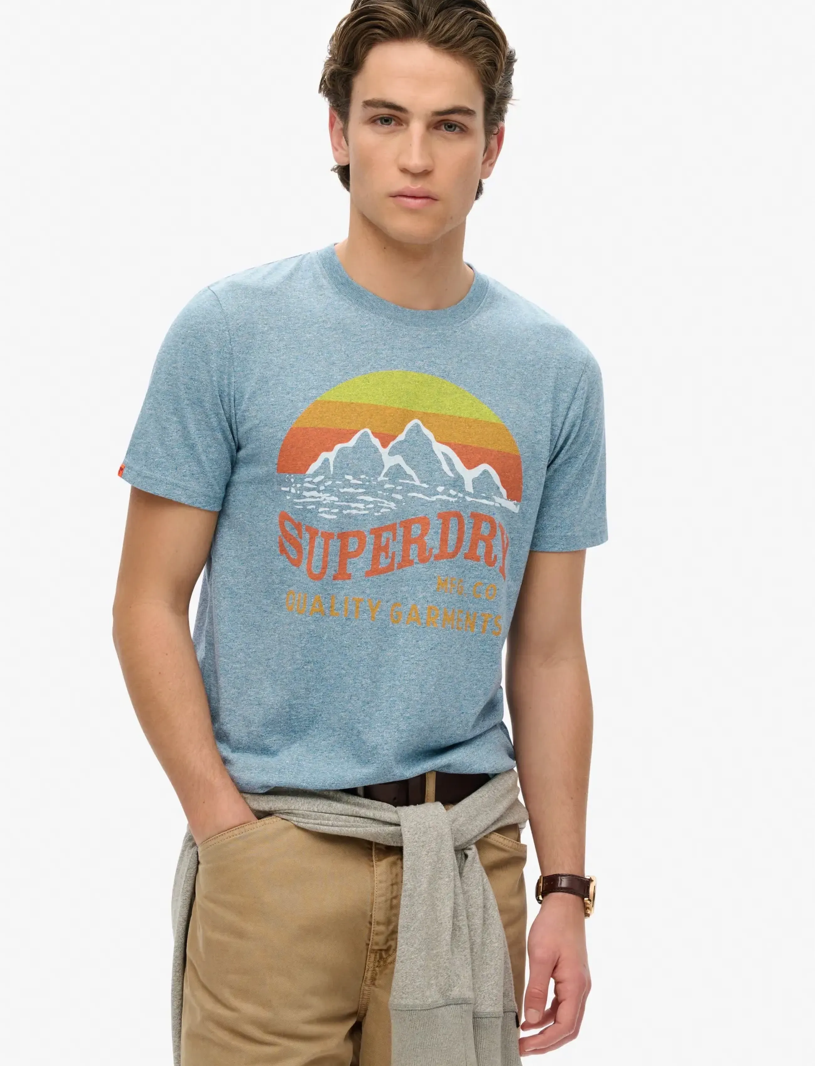 Superdry CL GREAT OUTDOORS RELAXED TEE - T-shirts - DESERT SKY BLUE GRIT / blue