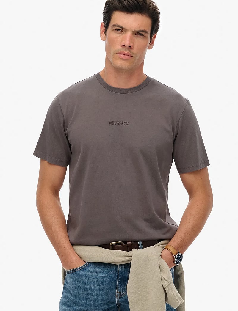 Superdry - MICRO LOGO T SHIRT - kurzärmelig - dark pebble grey - 0
