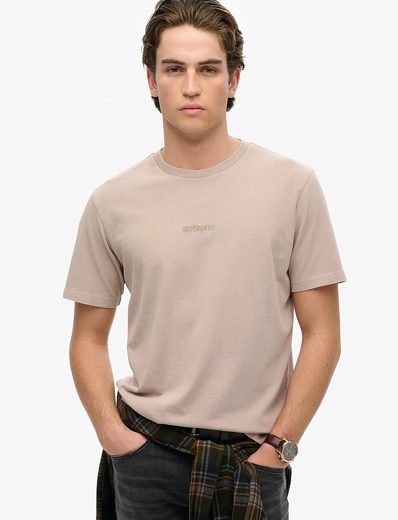 Superdry - MICRO LOGO T SHIRT - kortærmede t-shirts - deep beige - 0