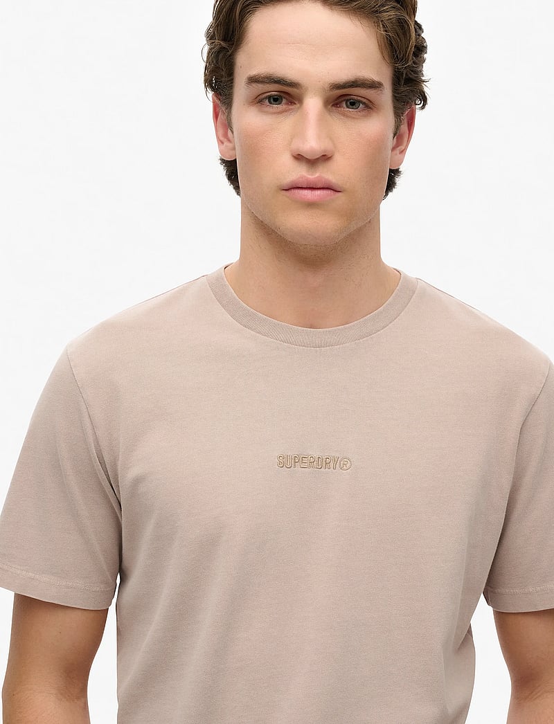 Superdry - MICRO LOGO T SHIRT - kortærmede t-shirts - deep beige - 3