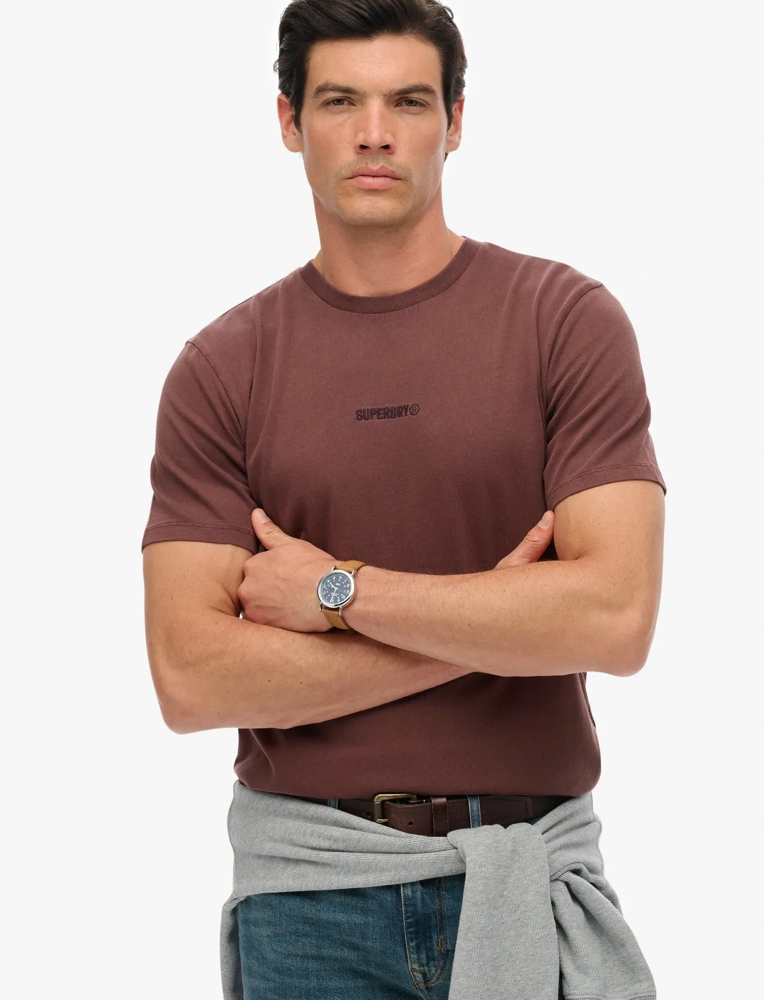 Superdry MICRO LOGO T SHIRT - Riided - DEEP MAHOGANY BROWN / brown