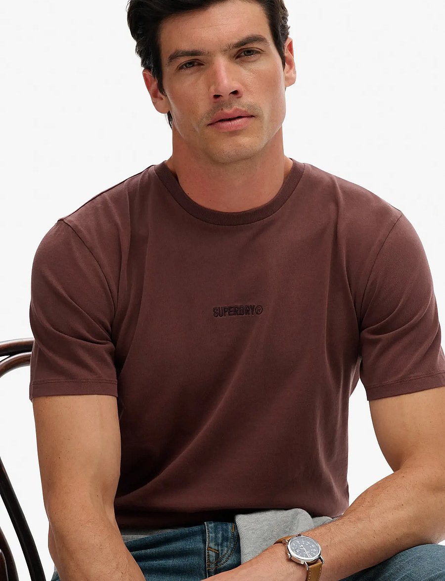 Superdry - MICRO LOGO T SHIRT - kurzärmelig - deep mahogany brown - 4