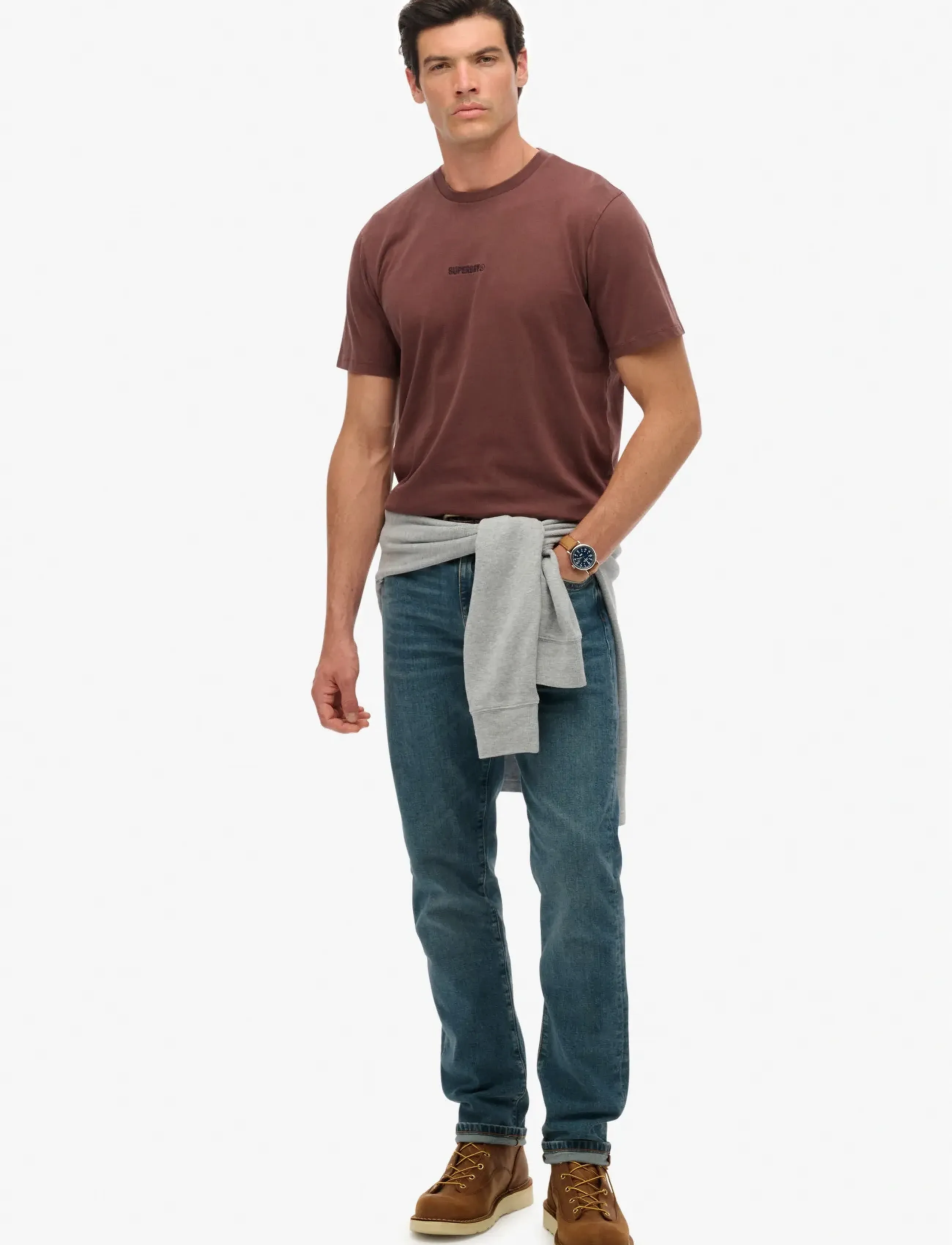 Superdry - MICRO LOGO T SHIRT - kurzärmelig - deep mahogany brown - 5