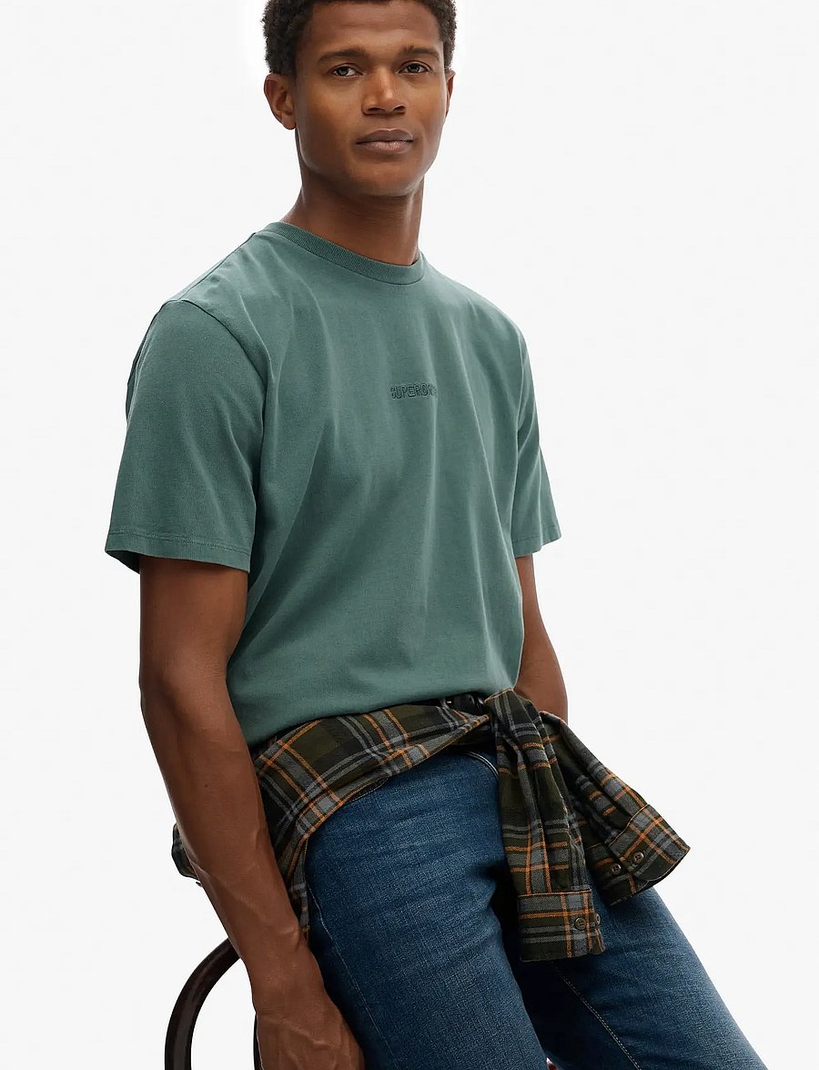 Superdry - MICRO LOGO T SHIRT - kurzärmelig - stormy green - 3