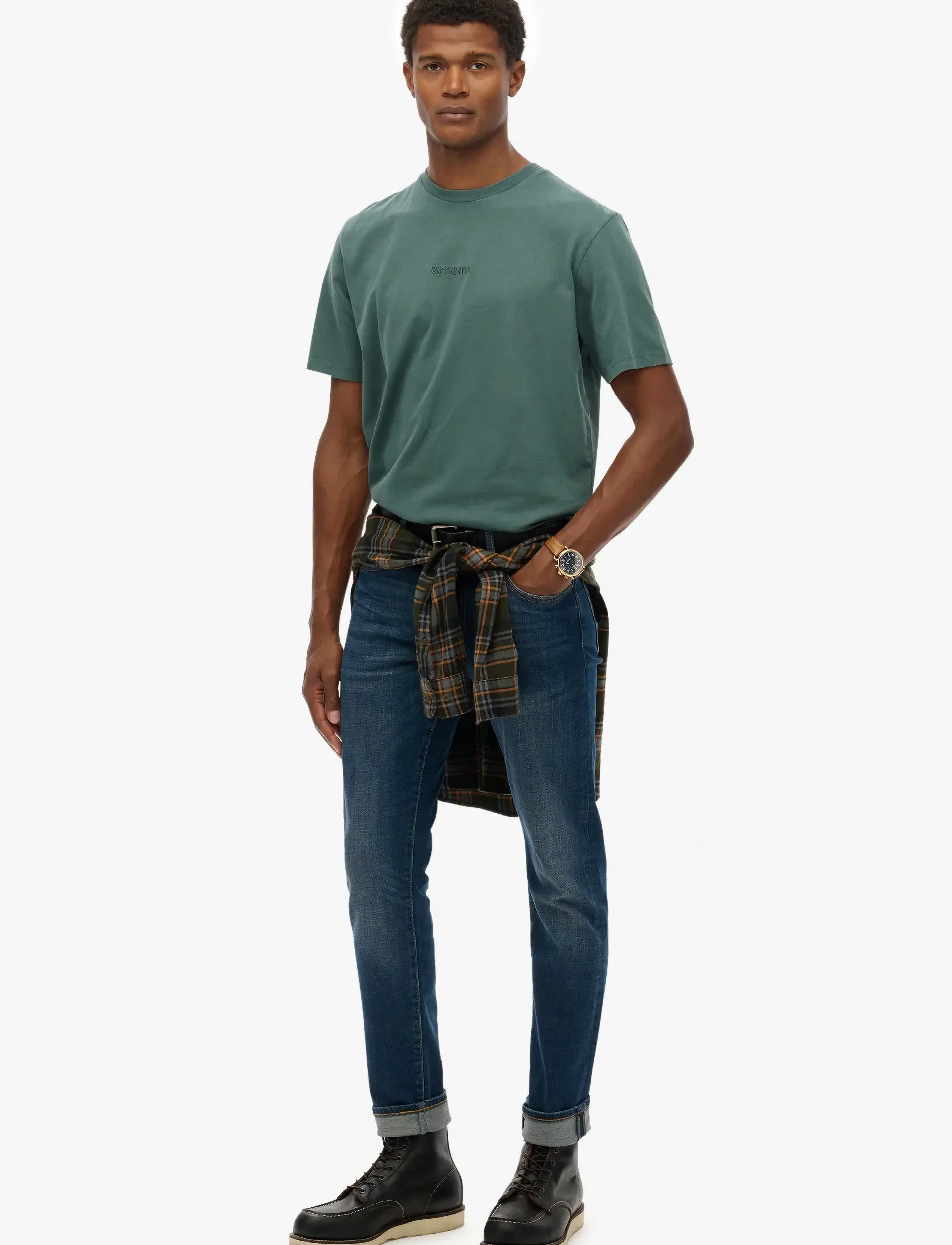 Superdry - MICRO LOGO T SHIRT - kurzärmelig - stormy green - 4