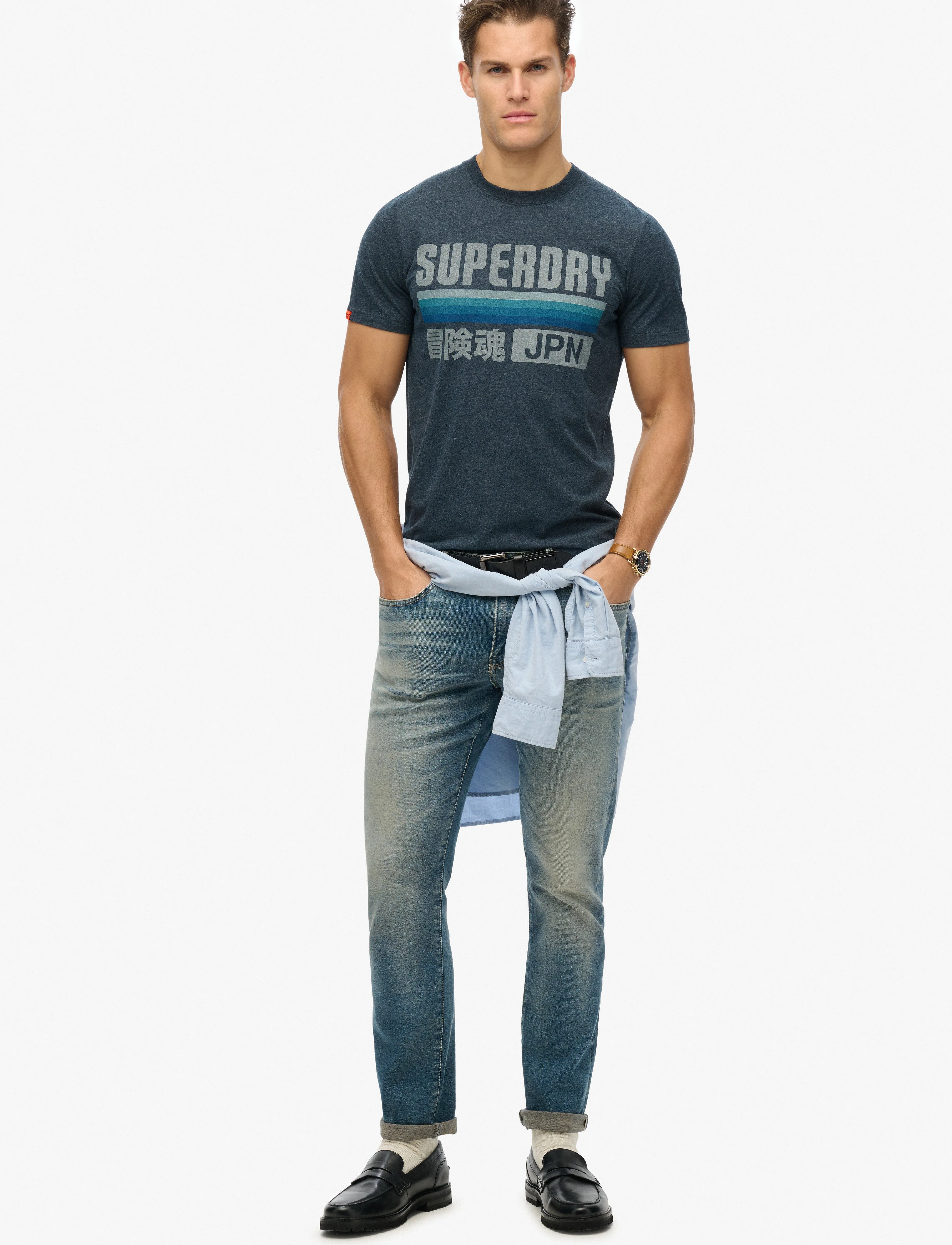 Superdry - JAPAN STRIPE RELAXED TEE - eclipse navy marl - 2