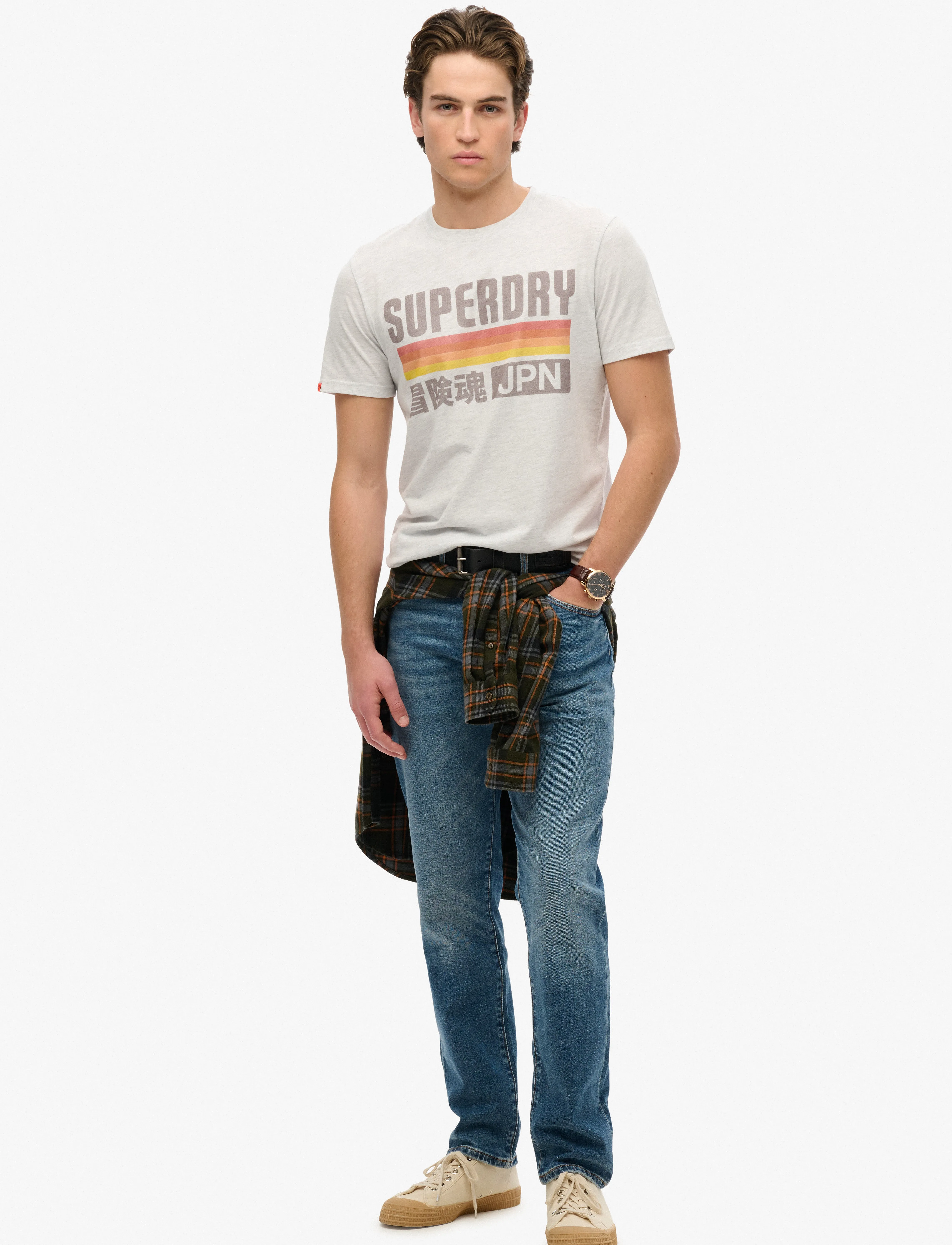 Superdry - JAPAN STRIPE RELAXED TEE - ice grey marl - 3