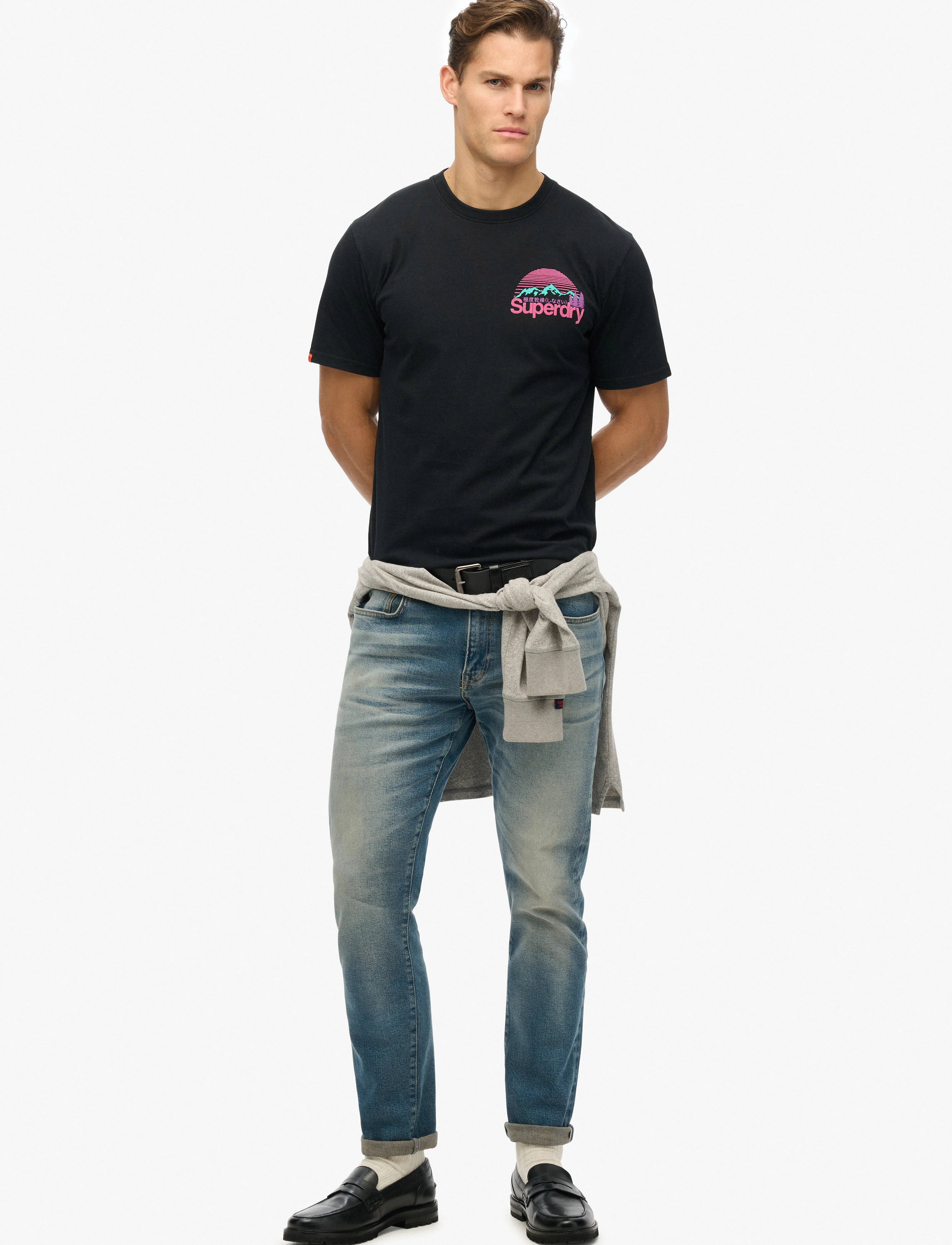 Superdry - CL GREAT OUTDOORS CHEST TEE - kortärmade t-shirts - black - 3