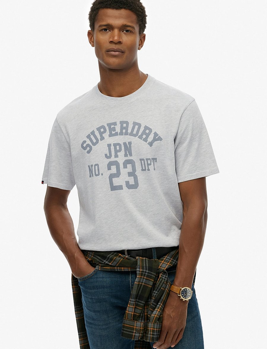 Superdry - ATHLETIC ESS TEE - lühikeste varrukatega t-särgid - cadet grey marl - 0