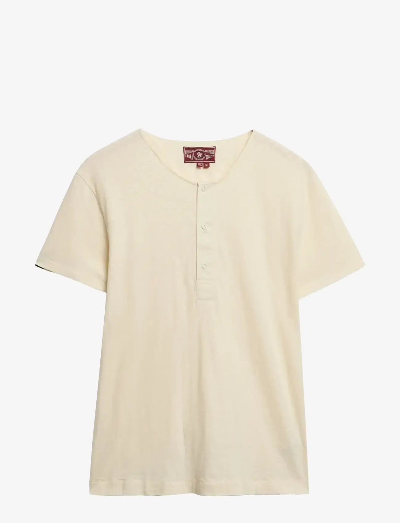 Superdry - MERCHANT SS GRANDAD JERSEY TOP - kortærmede t-shirts - oyster cream - 1
