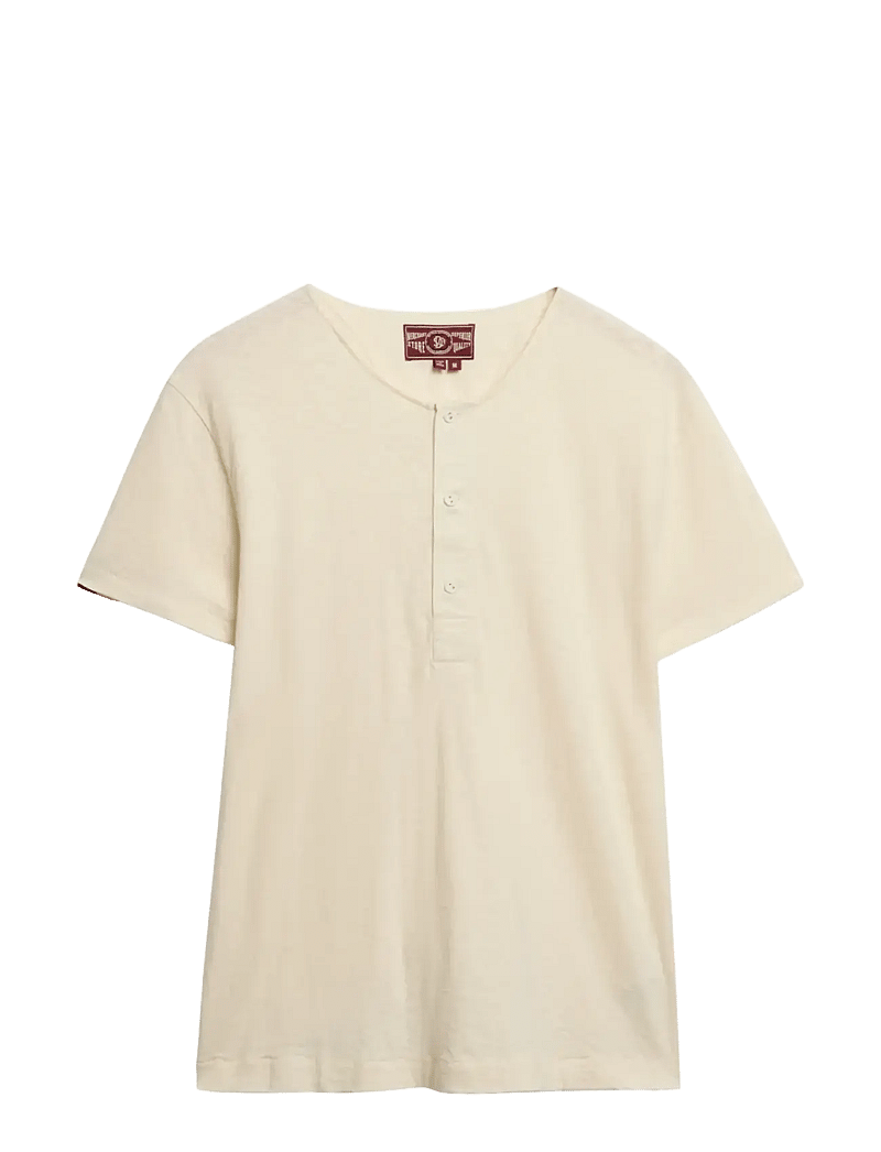 Superdry - MERCHANT SS GRANDAD JERSEY TOP - kortærmede t-shirts - oyster cream - 1