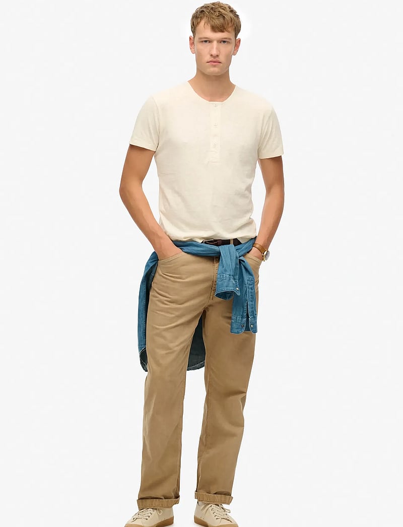 Superdry - MERCHANT SS GRANDAD JERSEY TOP - kortærmede t-shirts - oyster cream - 3