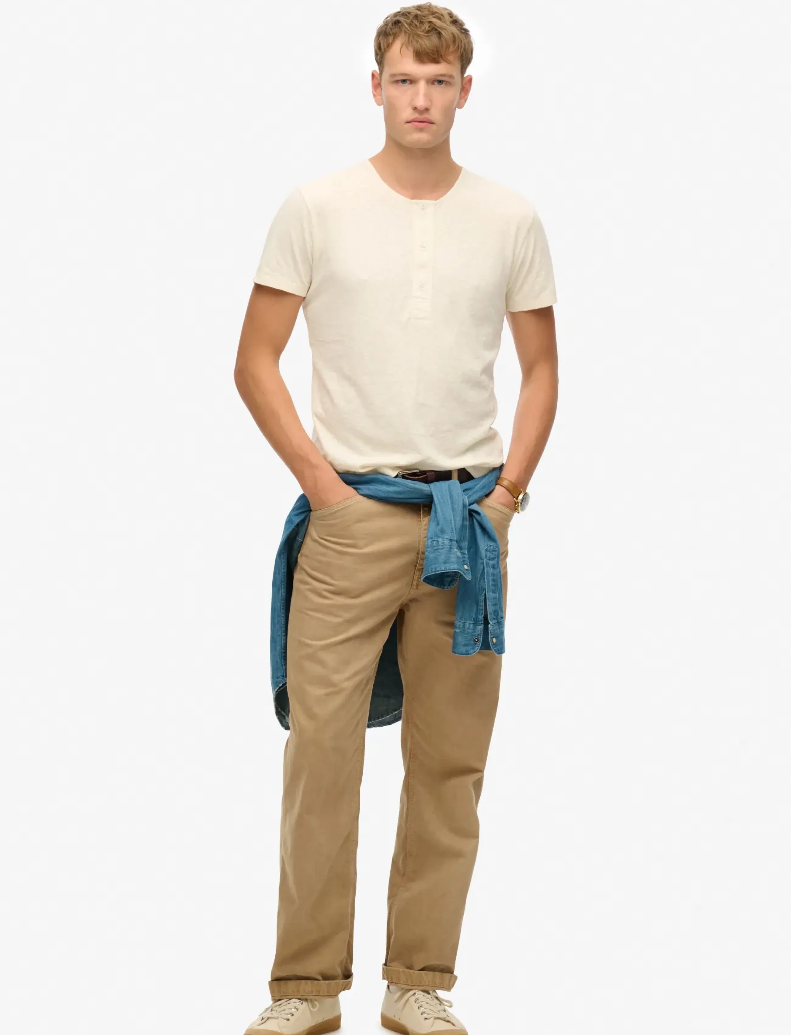 Superdry - MERCHANT SS GRANDAD JERSEY TOP - short-sleeved t-shirts - oyster cream - 3