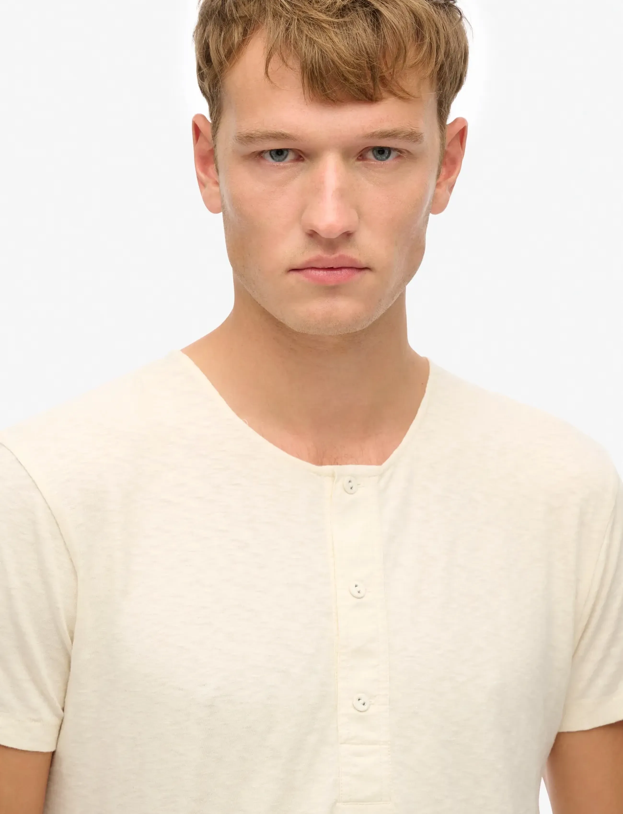 Superdry - MERCHANT SS GRANDAD JERSEY TOP - short-sleeved t-shirts - oyster cream - 4