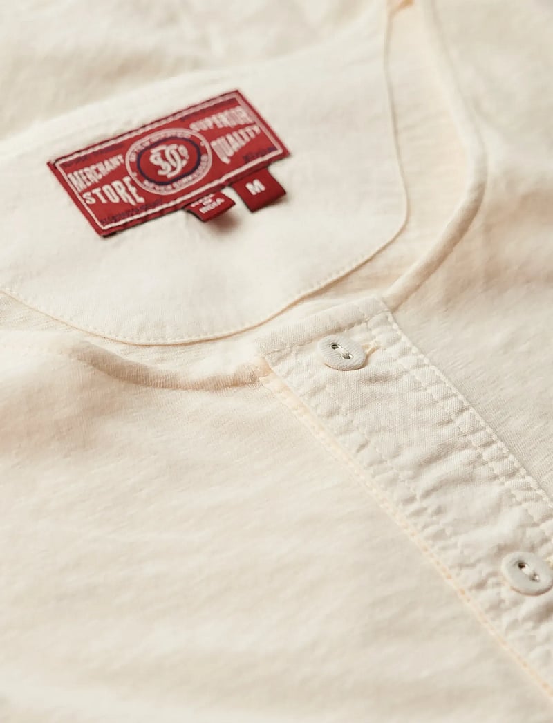 Superdry - MERCHANT SS GRANDAD JERSEY TOP - kortærmede t-shirts - oyster cream - 5