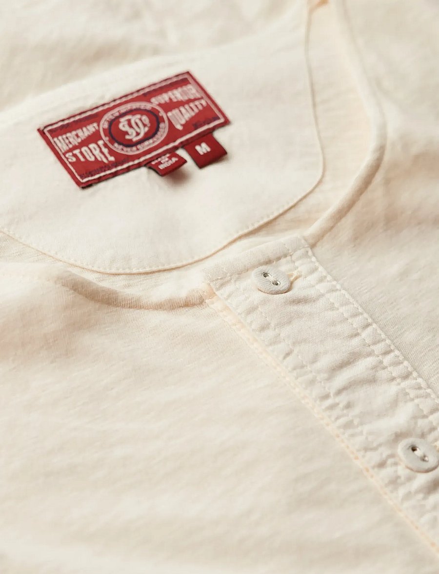 Superdry - MERCHANT SS GRANDAD JERSEY TOP - short-sleeved t-shirts - oyster cream - 5