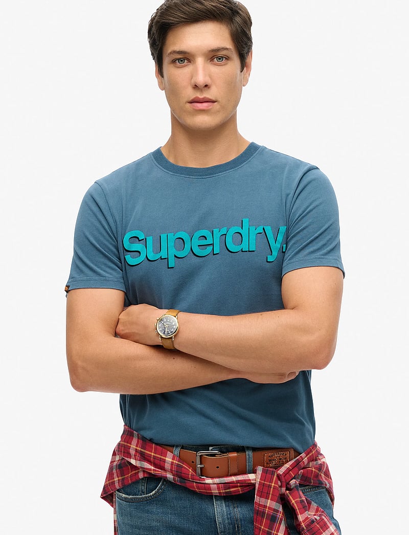 Superdry - CLASSIC CORE LOGO SHADOW TEE - kurzärmelig - blue bottle - 0