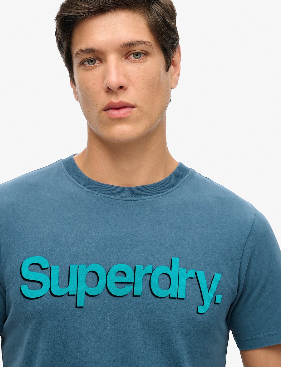 Superdry - CLASSIC CORE LOGO SHADOW TEE - short-sleeved t-shirts - blue bottle - 3