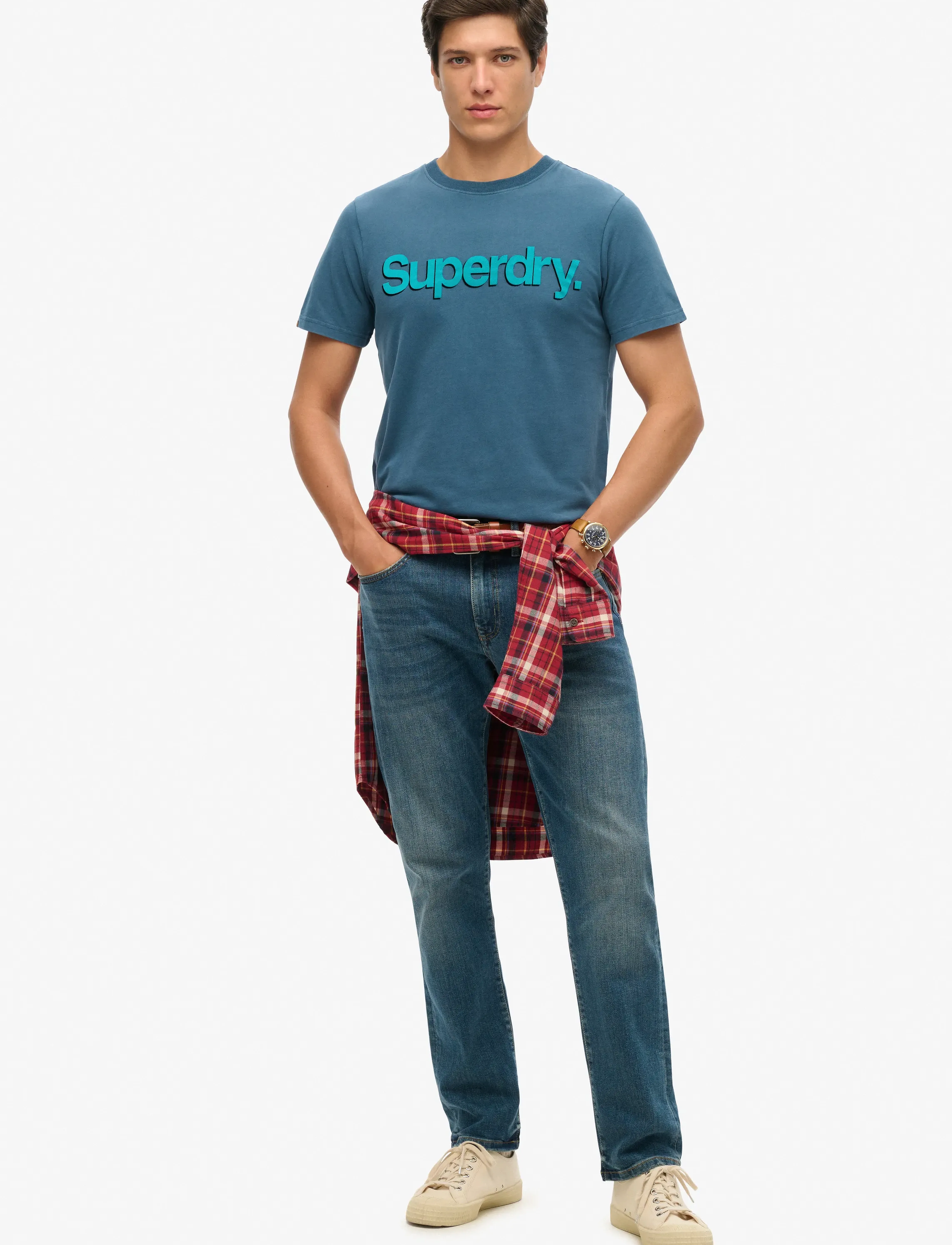 Superdry - CLASSIC CORE LOGO SHADOW TEE - madalaimad hinnad - blue bottle - 4