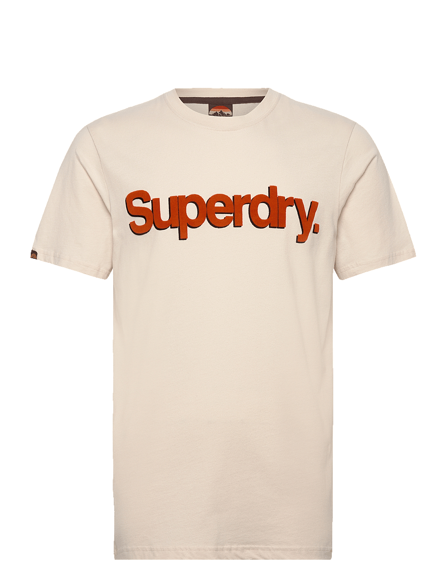 Superdry - CLASSIC CORE LOGO SHADOW TEE - short-sleeved t-shirts - oatmeal beige - 1