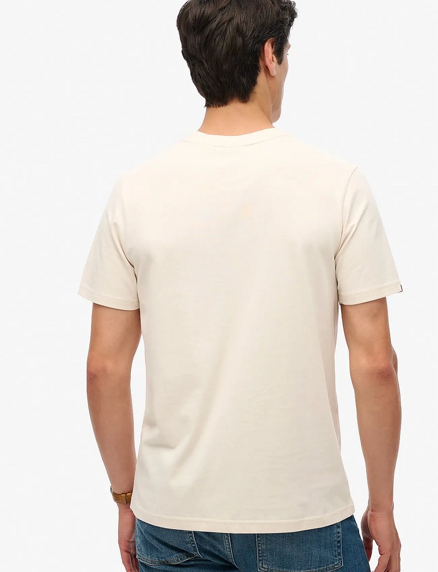 Superdry - CLASSIC CORE LOGO SHADOW TEE - short-sleeved t-shirts - oatmeal beige - 5