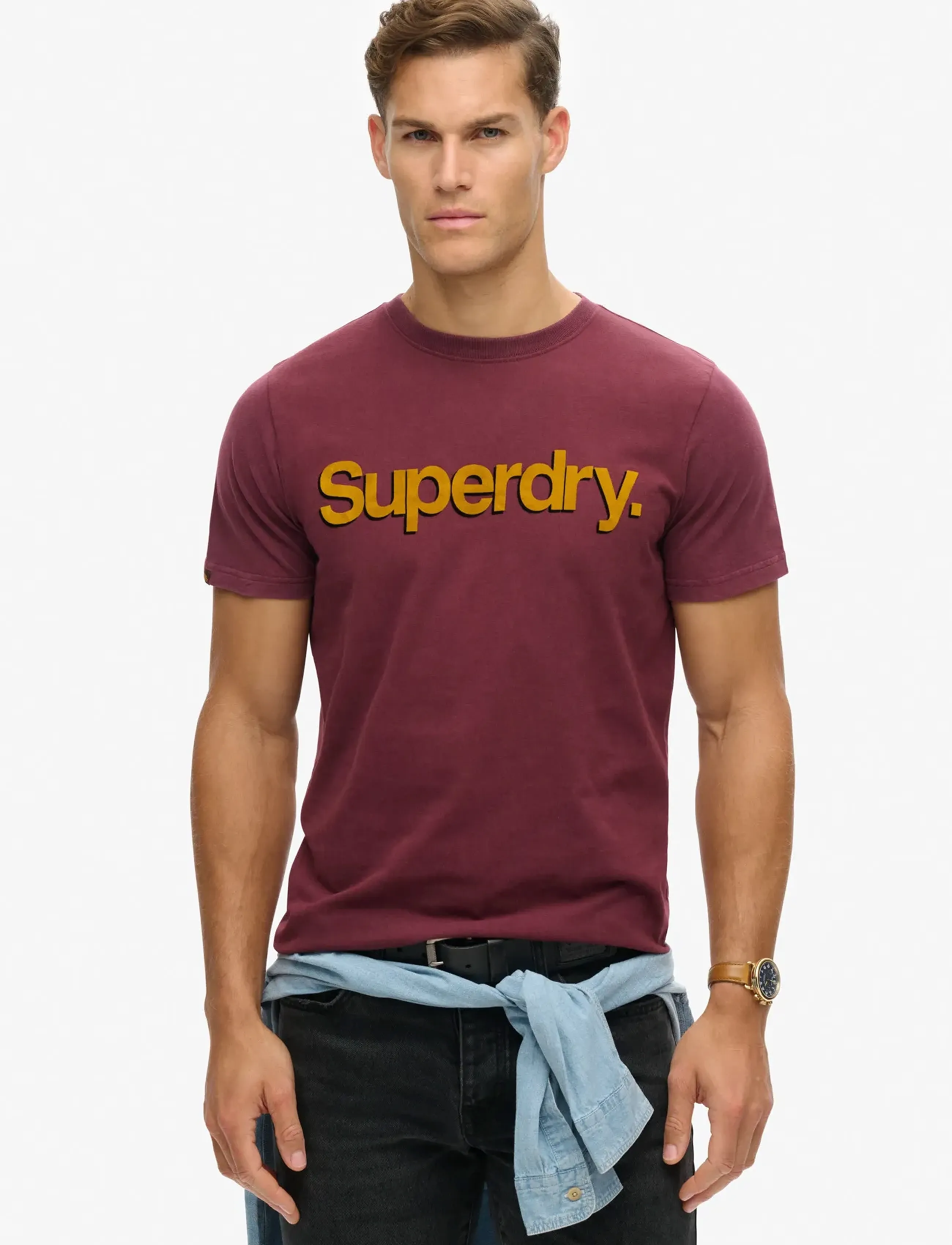 Superdry CLASSIC CORE LOGO SHADOW TEE - Tøj - PORT RED / burgundy