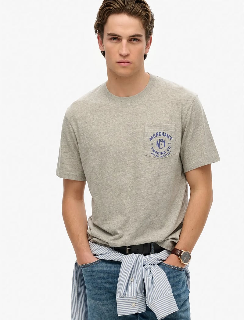 Superdry - MERCHANT GRAPHIC TEE - kurzärmelig - vintage sweat light grey marl - 0